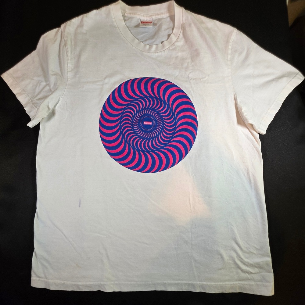 Supreme‎ x Spitfire Classic Swirl White T-Shirt Mens Large SS18 Graphic Tee